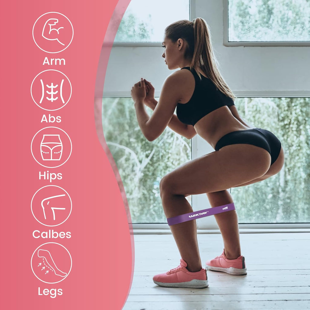 WIKDAY Resistance Bands for Working Out Exercise Loop Bands Workout Bands Set for Men Women Body Stretching, Crossfit Training, Home Workout, Physical Therapy, Booty Legs, Set of 5