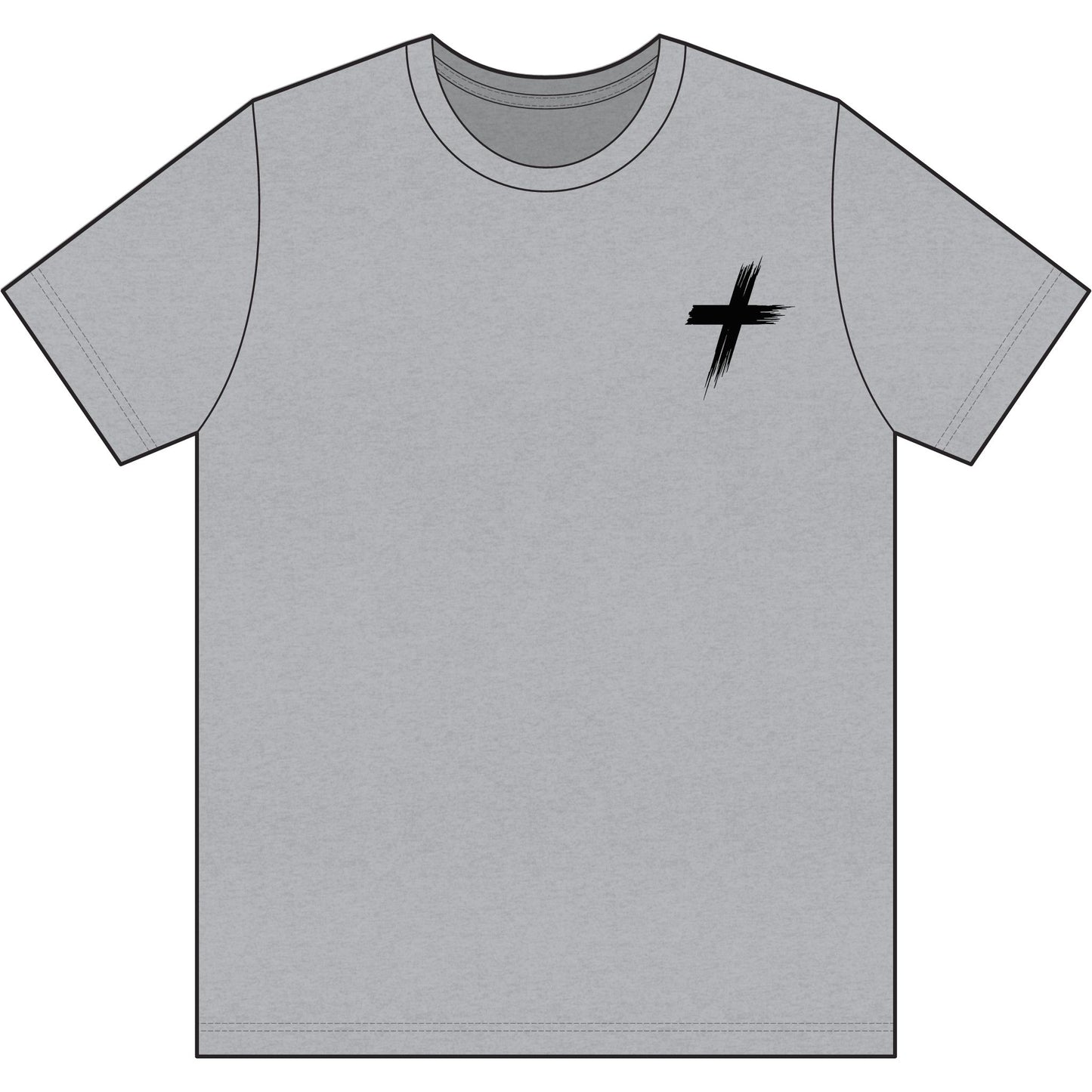 Cross Brush Stroke Chest Logo T-Shirt — Minimal Christian Faith Tee