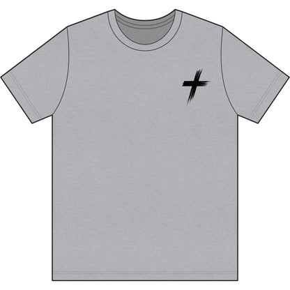 Cross Brush Stroke Chest Logo T-Shirt — Minimal Christian Faith Tee