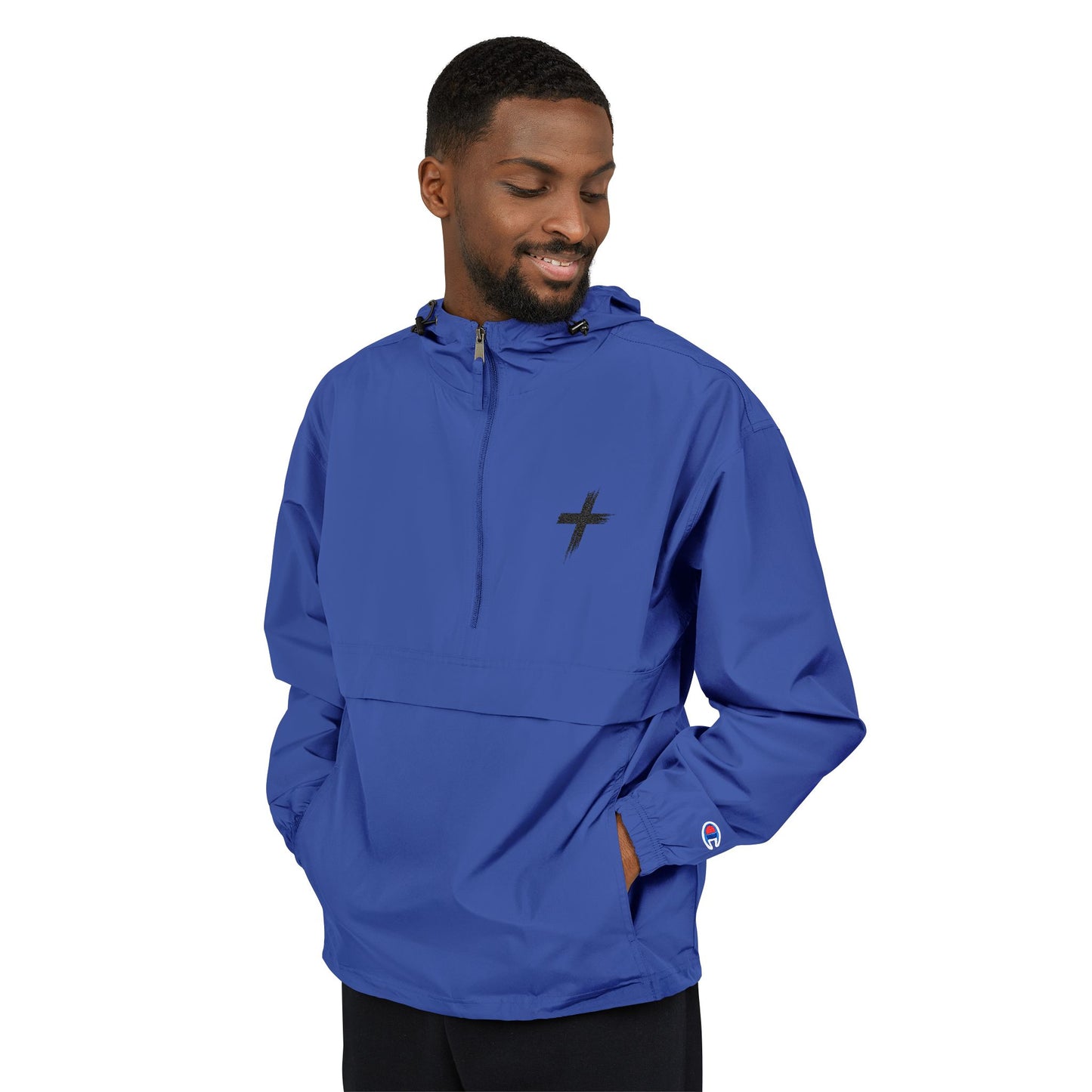 Packable Anorak Jacket — Lightweight Hooded Windbreaker with Cross Logo