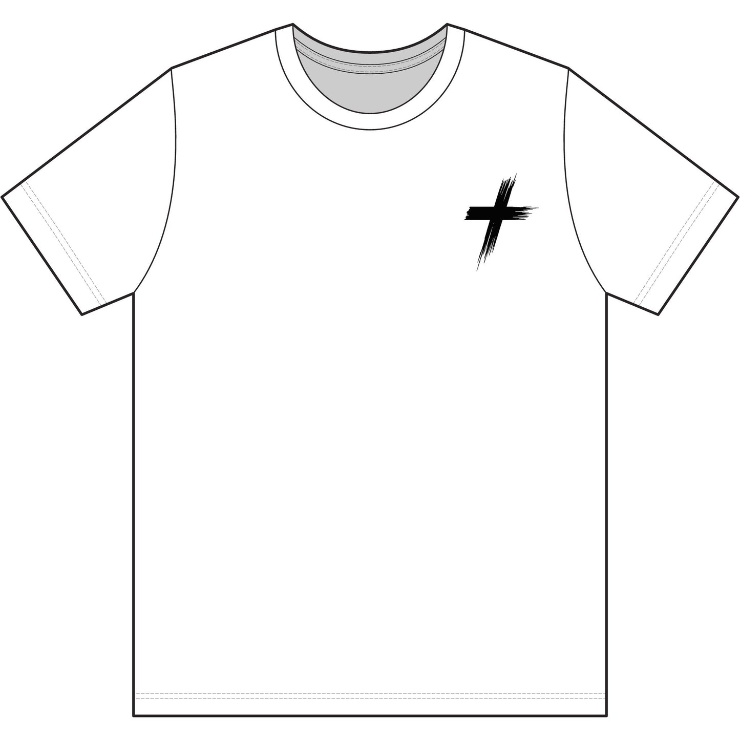 Cross Brush Stroke Chest Logo T-Shirt — Minimal Christian Faith Tee