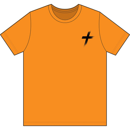 Cross Brush Stroke Chest Logo T-Shirt — Minimal Christian Faith Tee