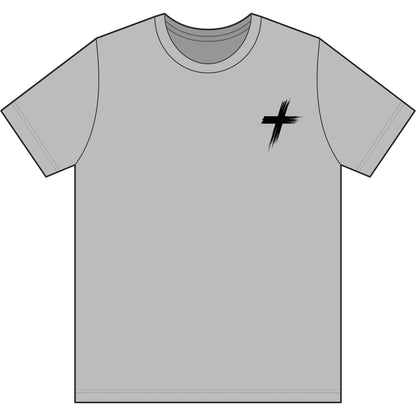 Cross Brush Stroke Chest Logo T-Shirt — Minimal Christian Faith Tee
