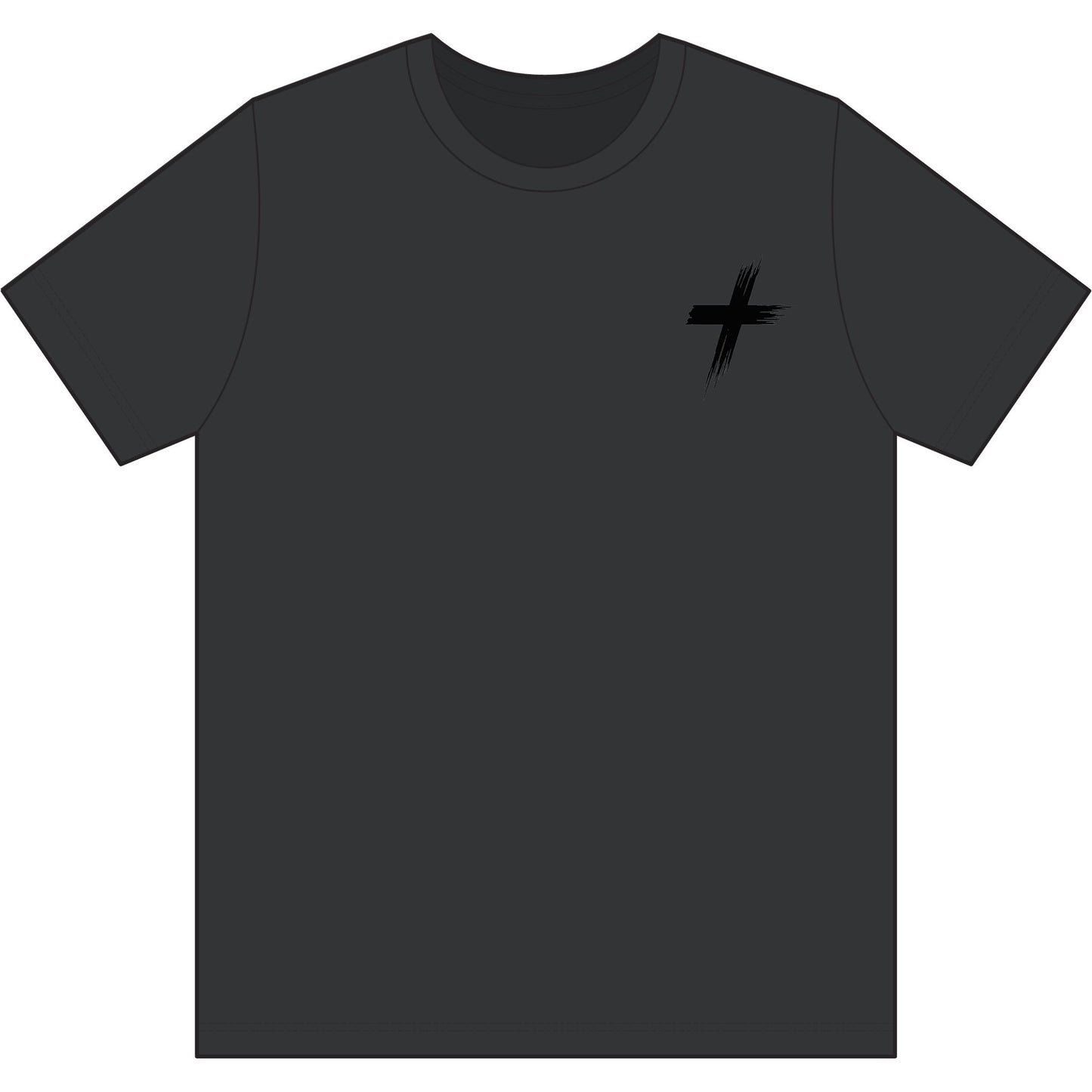 Cross Brush Stroke Chest Logo T-Shirt — Minimal Christian Faith Tee