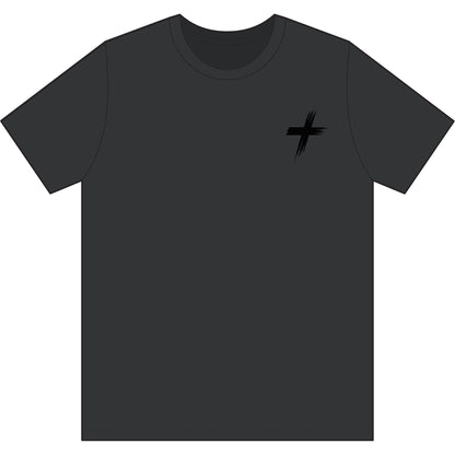 Cross Brush Stroke Chest Logo T-Shirt — Minimal Christian Faith Tee