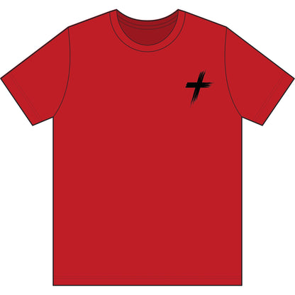 Cross Brush Stroke Chest Logo T-Shirt — Minimal Christian Faith Tee