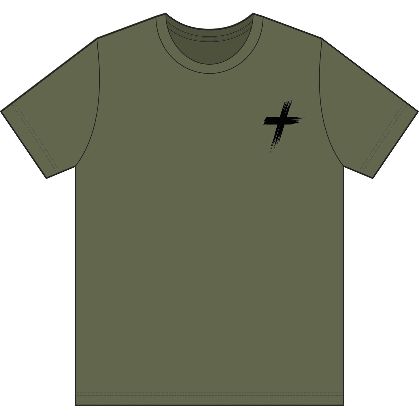 Cross Brush Stroke Chest Logo T-Shirt — Minimal Christian Faith Tee