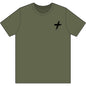 Cross Brush Stroke Chest Logo T-Shirt — Minimal Christian Faith Tee