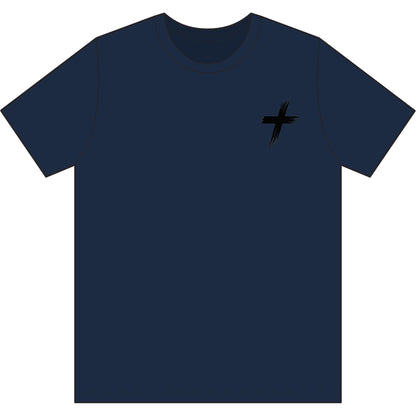 Cross Brush Stroke Chest Logo T-Shirt — Minimal Christian Faith Tee