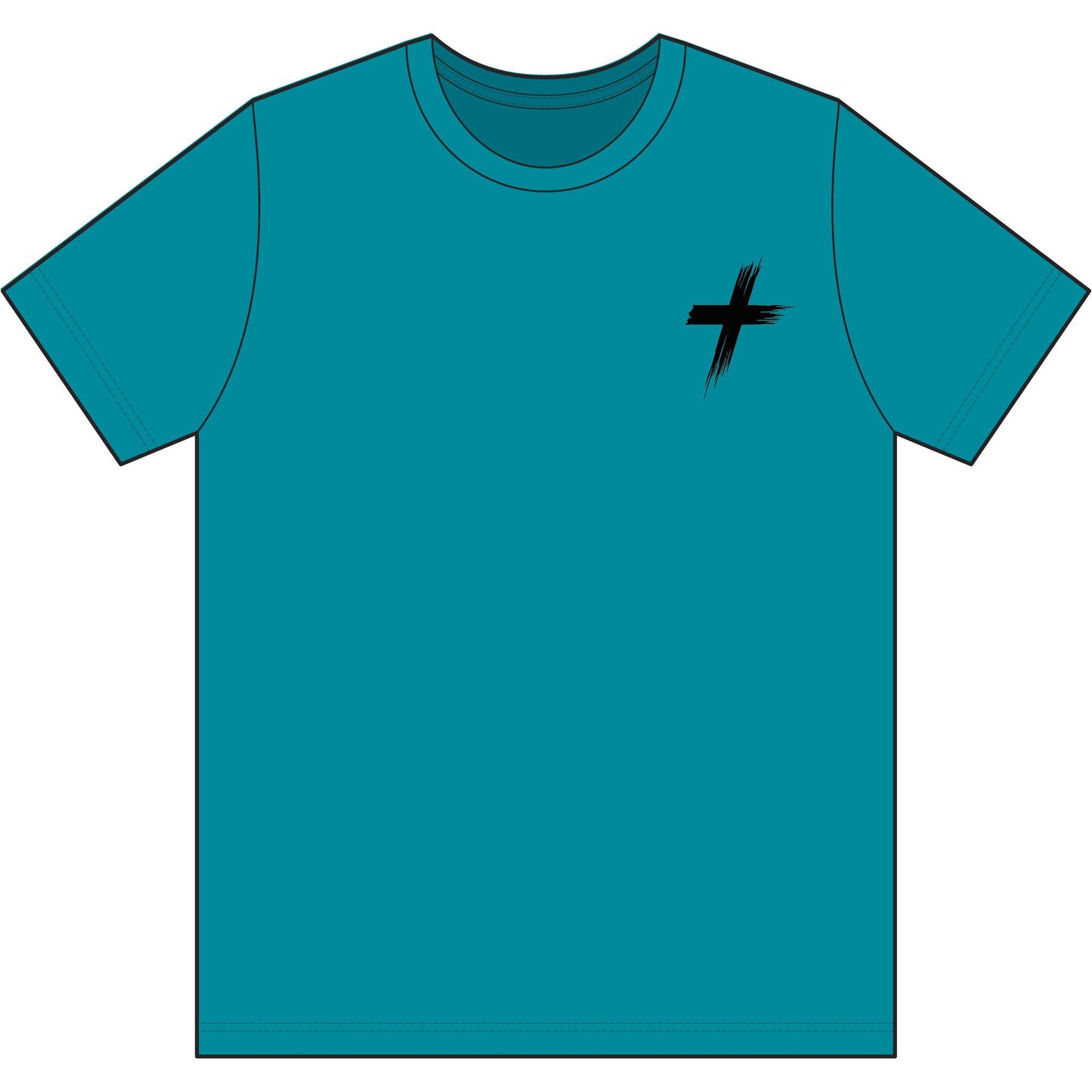 Cross Brush Stroke Chest Logo T-Shirt — Minimal Christian Faith Tee