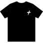 Cross Brush Stroke Chest Logo T-Shirt — Minimal Christian Faith Tee