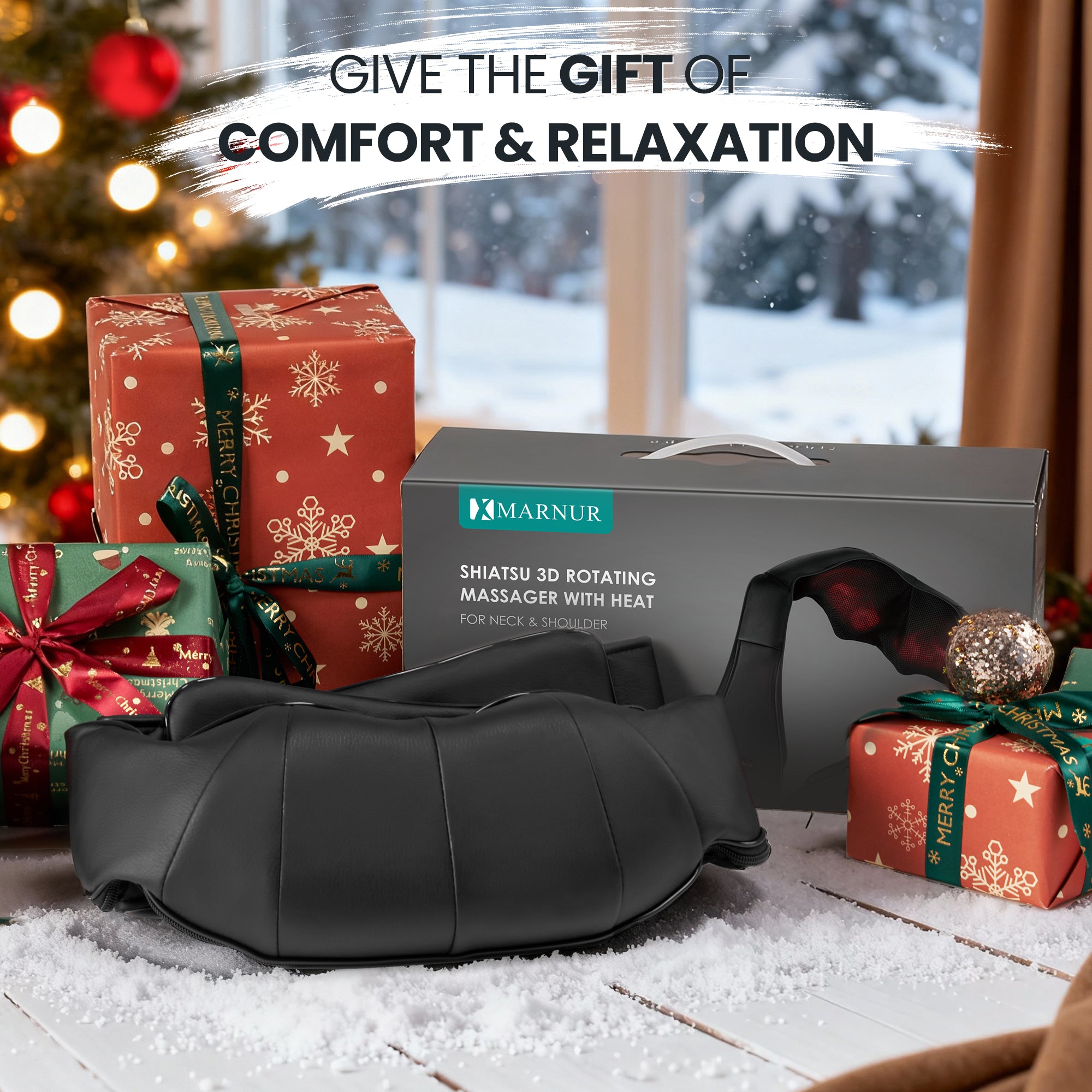 Neck and Shoulder Massager, 3D Deep Tissue Kneading Shiatsu Massager with Heat, Black