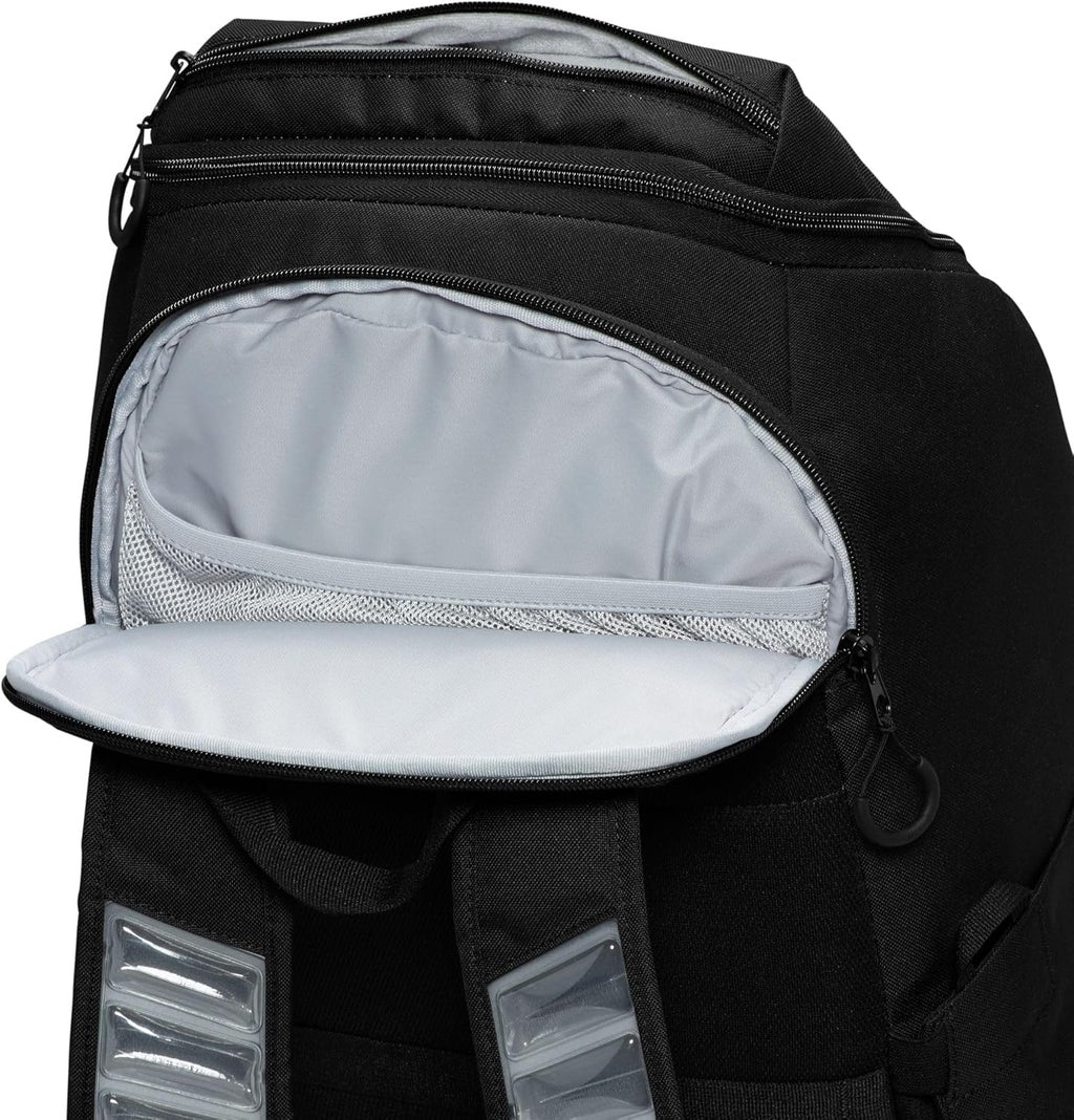 , Unisex, Varsity Elite Backpack (32L), Black/Black/Metallic Silver, One Size