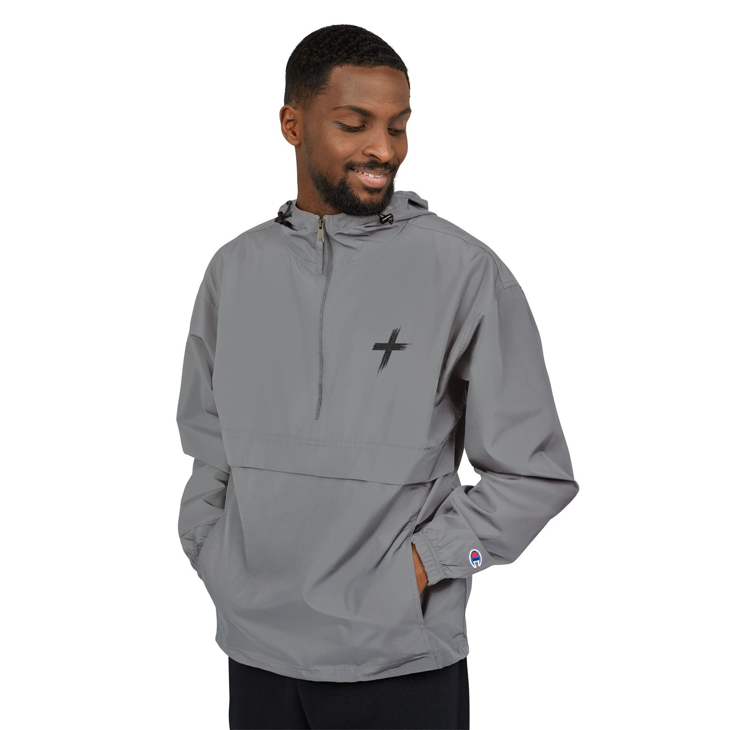 Packable Anorak Jacket — Lightweight Hooded Windbreaker with Cross Logo