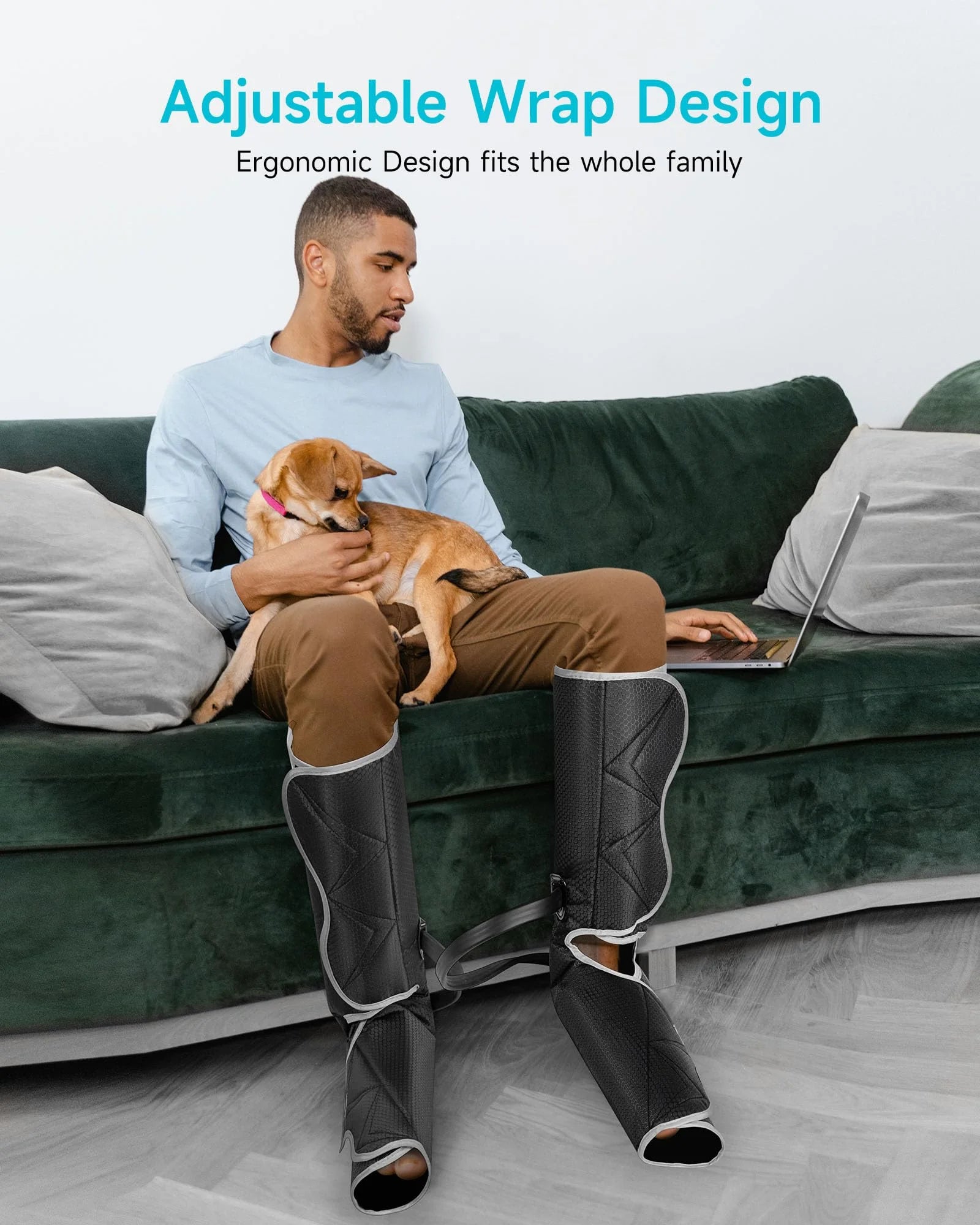 Leg Compression Boots Massager for Circulation and Pain Relief, Leg Air Compression Foot and Calf Massager with Heat