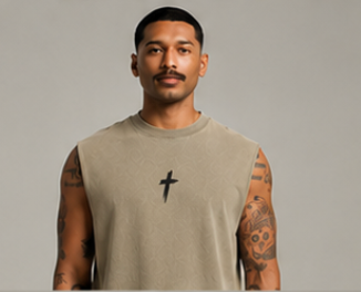 Men's Tank Top — Minimal Paintbrush Cross Graphic