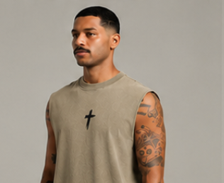 Men's Tank Top — Minimal Paintbrush Cross Graphic