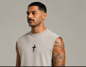 Men's Tank Top — Minimal Paintbrush Cross Graphic
