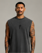 Men's Tank Top — Minimal Paintbrush Cross Graphic
