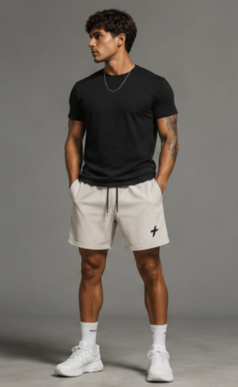 Pique Gym Shorts — Minimal Cross Logo Athletic Shorts