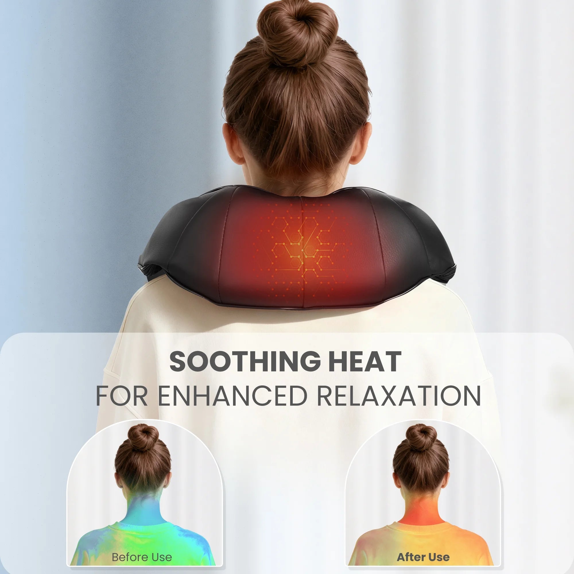 Neck and Shoulder Massager, 3D Deep Tissue Kneading Shiatsu Massager with Heat, Black